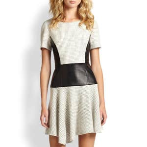 Tibi Whitby Faux Leather-Paneled Dress