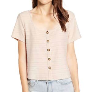 All in Favor Shadow Stripe Crop Top