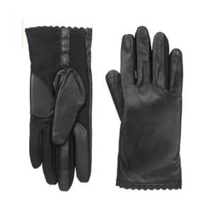 Isotoner Women's Smartouch Stretch Leather Glove with Scalloped Edge