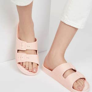 Freedom Moses Double Strap Slide Sandals In Baby