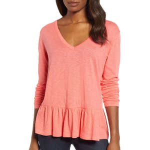 Caslon V-Neck Peplum Tee