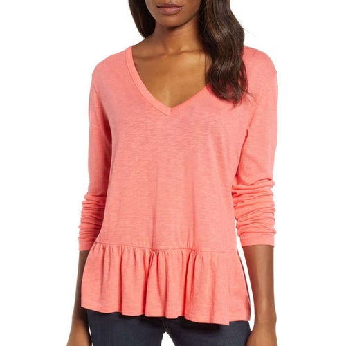 Caslon V-Neck Peplum Tee