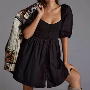 Maeve Puff-Sleeved Sweetheart Mini Dress