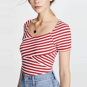 Three Dots Nantucket Stripe Crossover Top