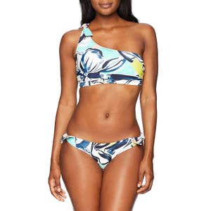 Coastal Blue Knotted One Shoulder Bikini Top