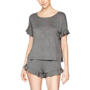 Mae Ruffled Sleeve Shirt and Short Pajama Set