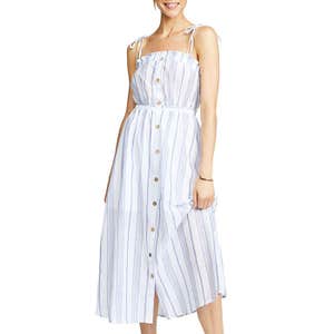 Moon River Sleeveless Tassel Tie Maxi Dress