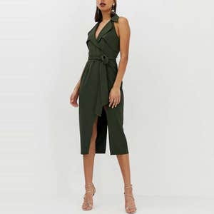 ASOS DESIGN Midi Belted Trench Dress