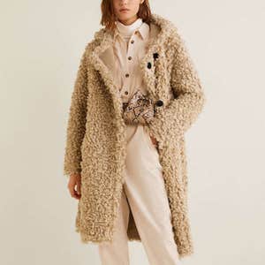 Faux Shearling Hooded Coat