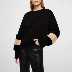 Mango Fur Sleeves Sweatshirt