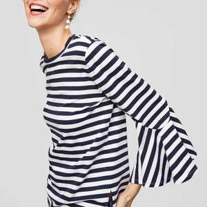 Loft Striped Bell Cuff Top