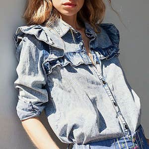 Free People Samantha Ruffle Buttondown