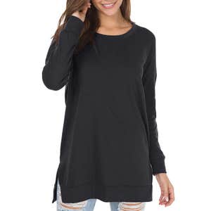 Levaca Long Sleeve Side Split Tunic Top