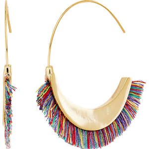 Rebecca Minkoff Thread Fringe Large Hoop Earrings