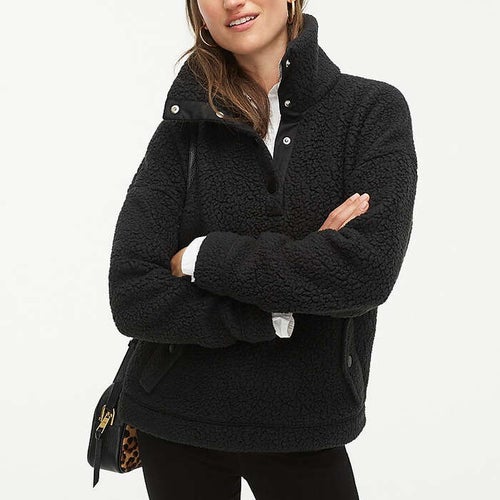 J.Crew Snap Collar Sweatshirt In Polartec Fleece