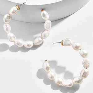 BaubleBar Dafina Pearl Hoop Earrings