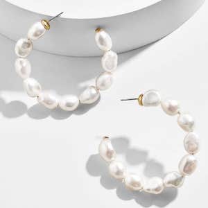 BaubleBar Dafina Pearl Hoop Earrings