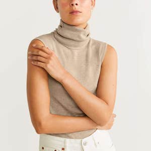 Mango Turtleneck Ribbed Top