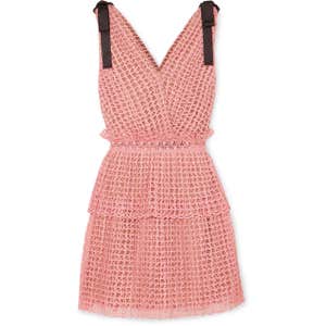 Self Portrait Bow-Detailed Guipure Lace Mini Dress