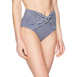 Coastal Blue Twist Front High Waist Bikini Bottom