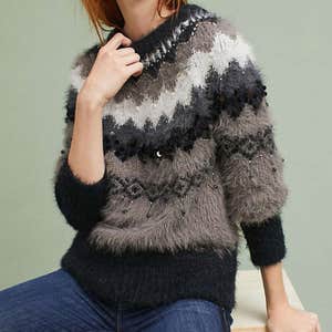 Sleeping On Snow Fair Isle Bubble-Sleeve Pullover