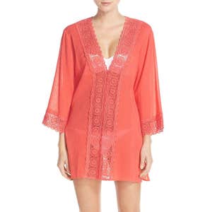 La Blanca V-Neck Lace Tunic Cover Up
