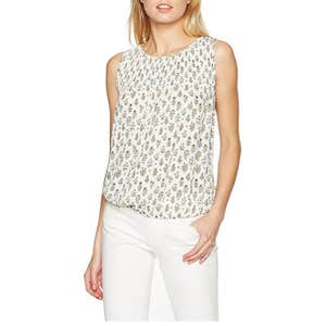Max Studio Printed Pleated Sleeveless Blouse