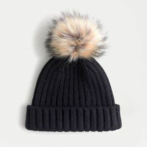 J.Crew Ribbed Beanie With Faux-Fur Pom-pom