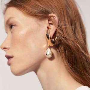 Mango Pearl Detail metallic Earrings