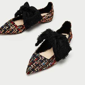 Zara Fabric Ballerinas With Maxi Bow Detail