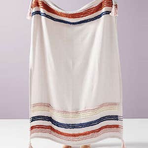 Anthropologie Soft Century Woven Stripe Throw Blanket