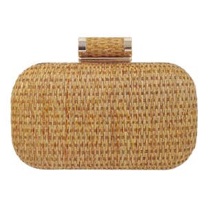JNB Raffia Straw Box Clutch