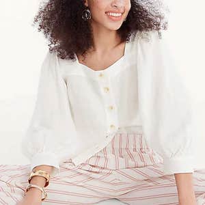 J.Crew Squareneck Button-Front Linen Top