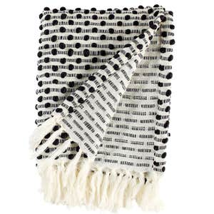 Rivet Bubble Textured Fringe Throw Blanket