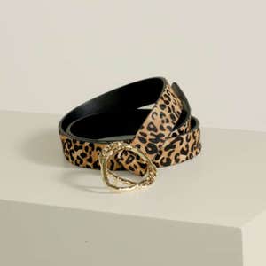 Leopard-Print Leather Belt
