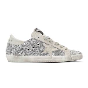 Golden Goose Silver Glitter Superstar Sneakers