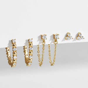 BaubleBar Lydia 18k Gold Earring Set