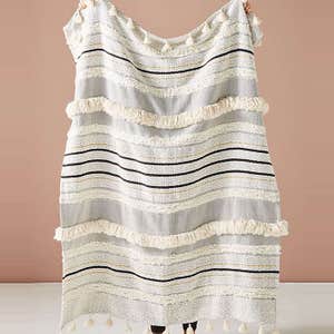 Anthropologie Edna Embellished Throw Blanket