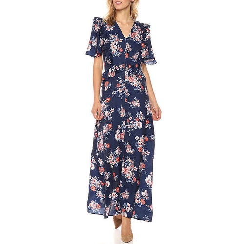 Ella Moon Quinn Ruffle Flutter Sleeve Maxi Dress