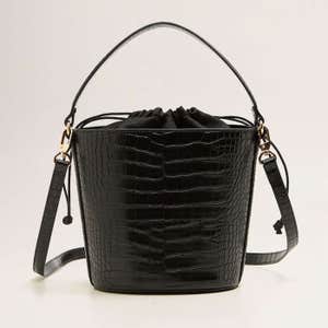 Croc-Effect Bucket Bag