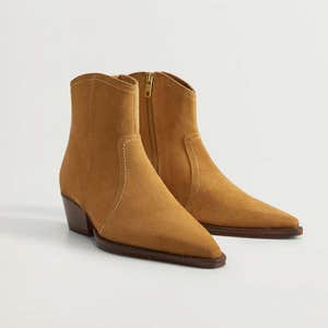 Mango Leather Pointed Ankle Boots