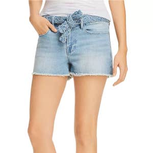 Frame Le Cutoff Braided-Belt Denim Shorts
