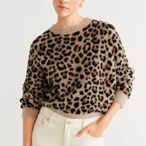 Mango Leopard Print Sweater