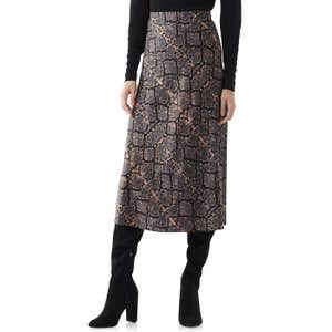 Scoop Print Midi Slip Skirt