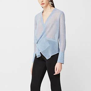Mango Sheer Wrap Blouse