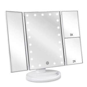 Deweisn Tri-Fold Lighted Vanity Mirror