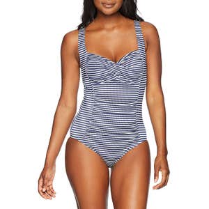 Coastal Blue Front-Twist One Piece Swimsuit