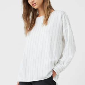 Mango Women's Oversize Striped Blouse