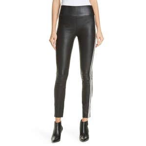 SPRWMN Two-Stripe Leather Leggings