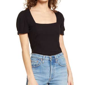 Lulu's Right Away Square Neck Rib T-Shirt